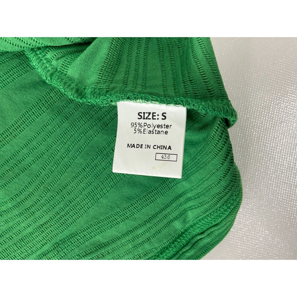 Women Small Green Waverly Blouse Cap Sleeve Texture Ripple Casual NWT - Picture 7 of 9